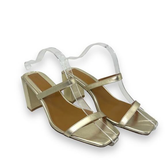 Jaggar X Revolve Square Heel in metallic Gold Size 40 Us Size 9 Strappy Sandals - Picture 2 of 16